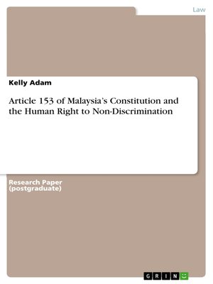 cover image of Article 153 of Malaysia's Constitution and the Human Right to Non-Discrimination